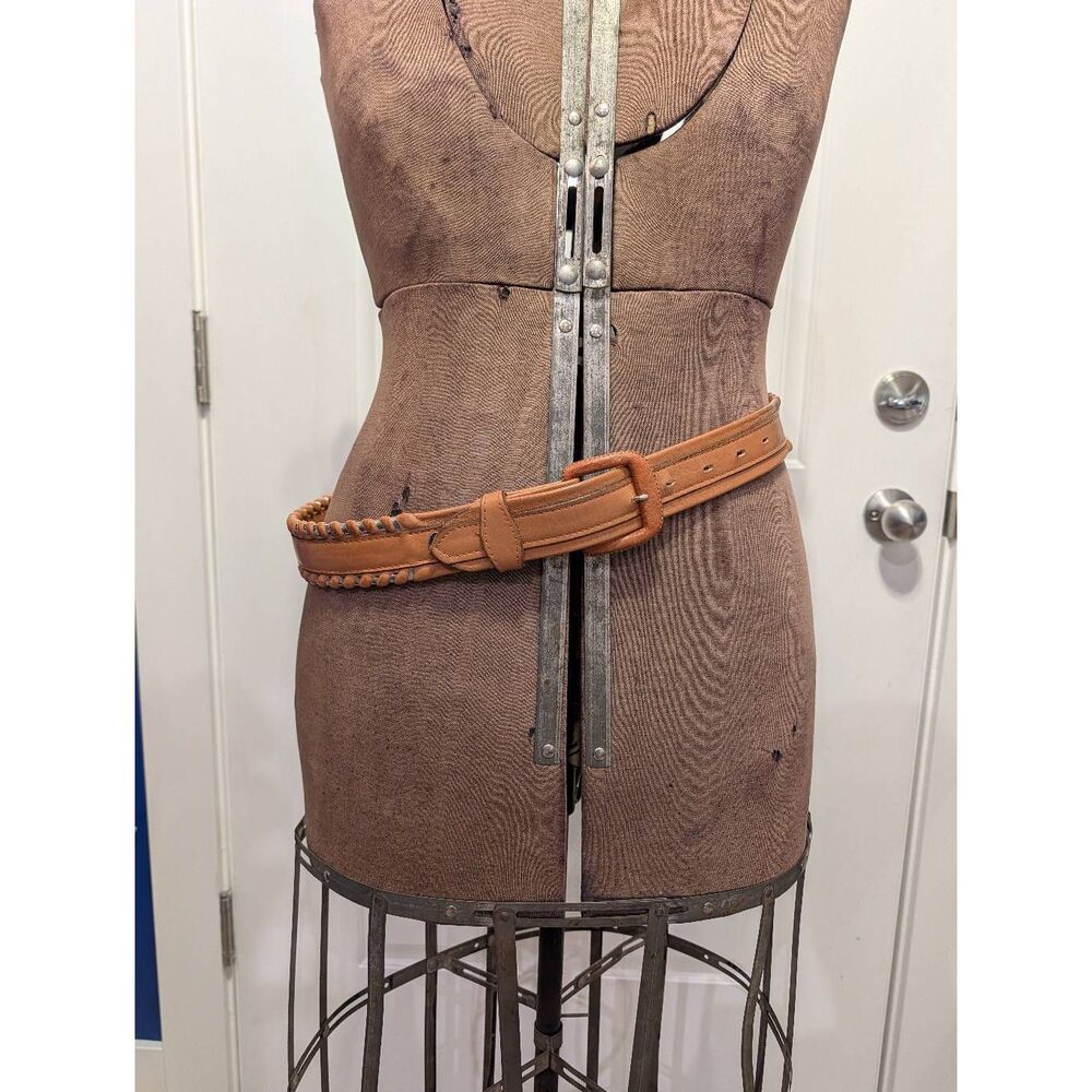 Silver Laced by Circle Y Leather Belt Womens 36 Camel Tan Western Boho Festival